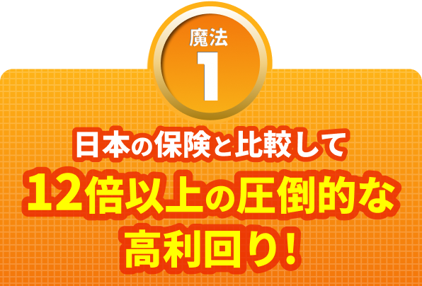 魔法１　日本の保険と比較して１２倍以上の圧倒的な高利回り