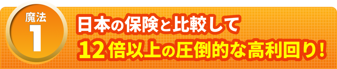 魔法１　日本の保険と比較して１２倍以上の圧倒的な高利回り