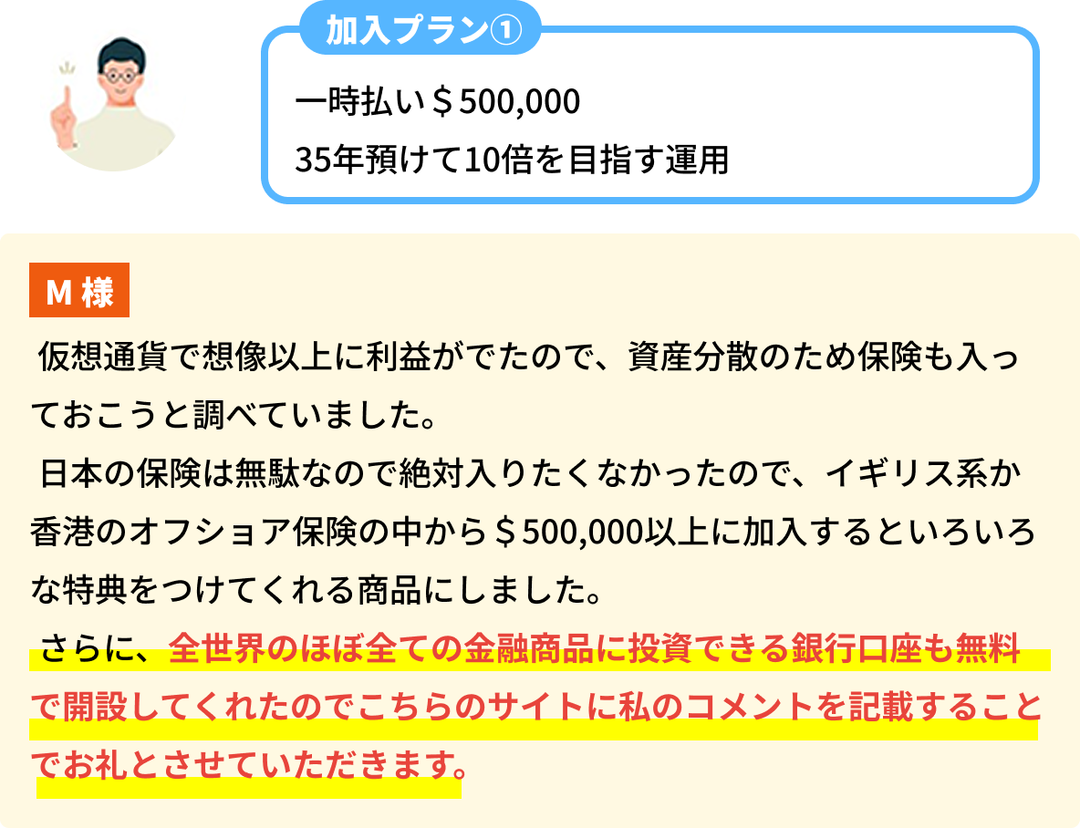 お客様の事例　M様　加入プラン