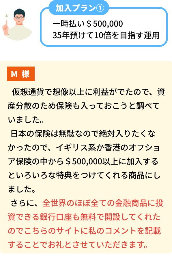 お客様の事例　M様　加入プラン